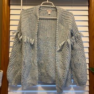 Youth Large Light Blue Fringe Cardigan